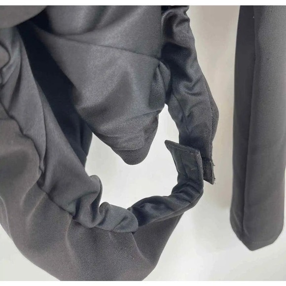 ZARA Black Ribbon Tie Front V-Neck Bodysuit, Size L * wom260 - Picture 5 of 7